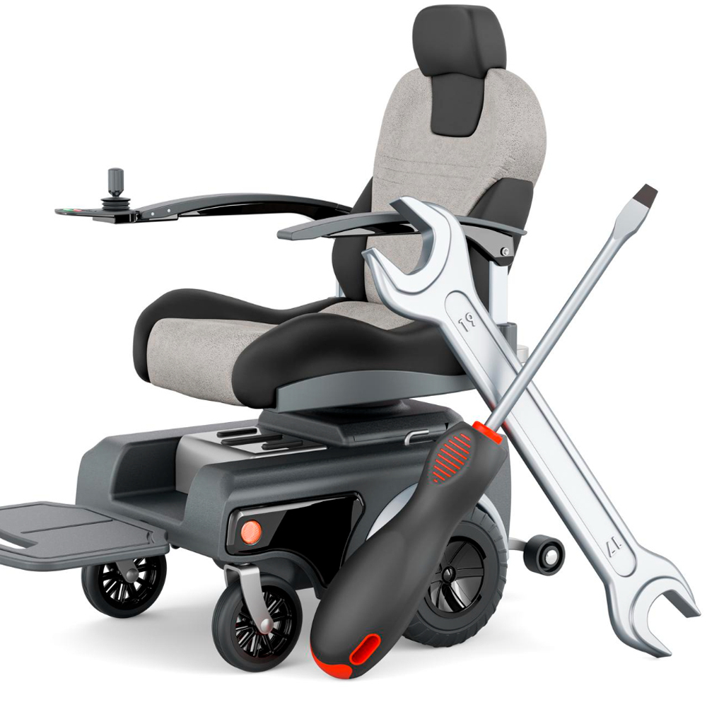 Technician servicing mobility equipment